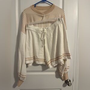 White Sweater and shorts set
